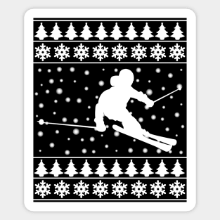 Christmas Skier Skiing XMAS Gifts Sticker